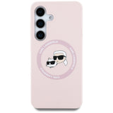 Husa de protectie Karl Lagerfeld Silicone Double Heads MagSafe (KLHMS25MSKCHTCP) compatibil cu Samsung Galaxy S25 Plus, Roz