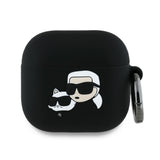 Husa de protectie Karl Lagerfeld Silicone Karl&Chaupette Head 3D (KLA4RUNKCHK) compatibil cu Apple AirPods 4, Negru