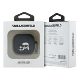 Husa de protectie Karl Lagerfeld Silicone Karl&Chaupette Head 3D (KLA4RUNKCHK) compatibil cu Apple AirPods 4, Negru