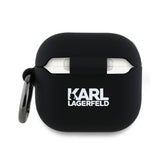 Husa de protectie Karl Lagerfeld Silicone Karl&Chaupette Head 3D (KLA4RUNKCHK) compatibil cu Apple AirPods 4, Negru
