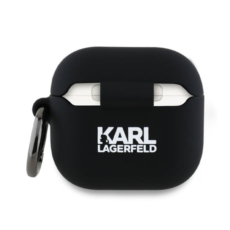 Husa de protectie Karl Lagerfeld Silicone Karl&Chaupette Head 3D (KLA4RUNKCHK) compatibil cu Apple AirPods 4, Negru