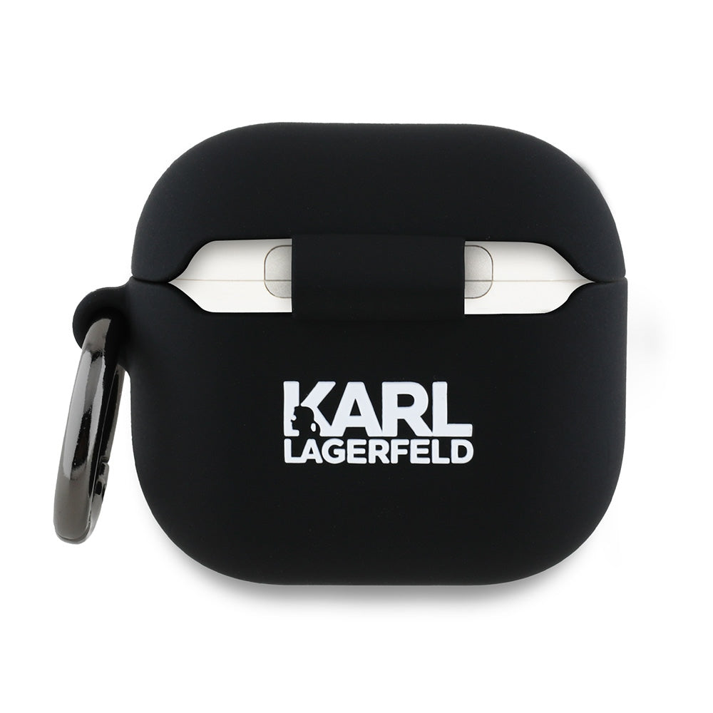 Husa de protectie Karl Lagerfeld Silicone Karl Head 3D (KLA4RUNIKK) compatibil cu Apple AirPods 4, Negru