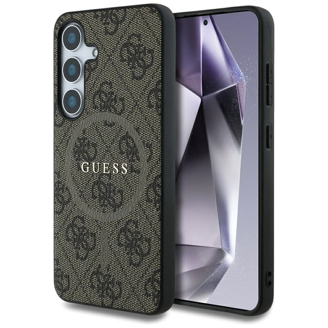 Husa de protectie Guess 4G Ring Classic Logo MagSafe (GUHMS25MG4GFRW) compatibil cu Samsung Galaxy S25 Plus, Maro