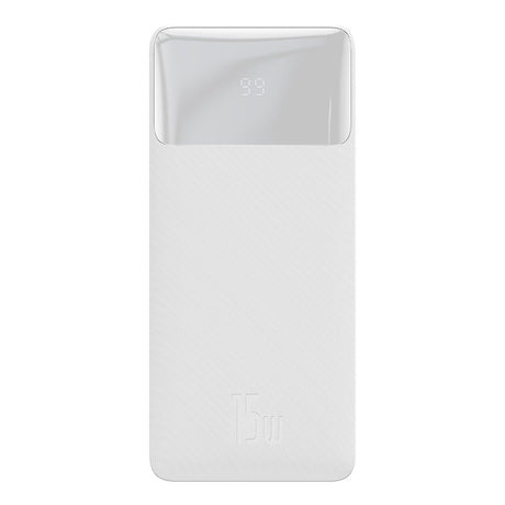 Baterie externa Baseus Bipow (PPBD050102), Digital Display 2xUSB QC3.0, USB-C 20000mAh 15W + Cable Micro-USB 0.25m, Alb