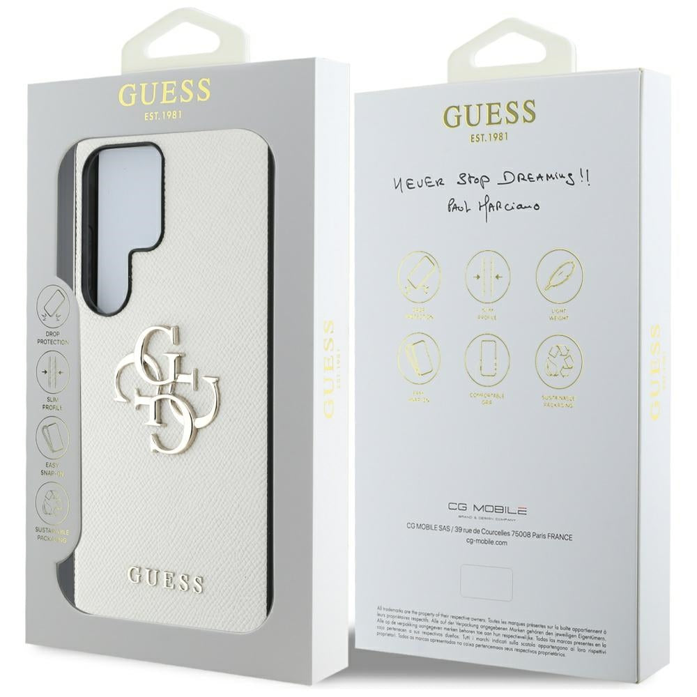 Husa de protectie Guess Hardcase 4G Grained Big and Classic Logo (GUHCS25LPGT4MBE) compatibil cu Samsung Galaxy S25 Ultra, Bej