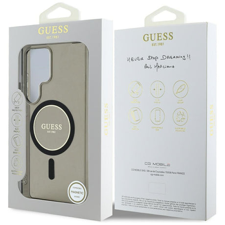 Husa de protectie Guess IML Glitter Circle MagSafe (GUHMS25LHFGEREK) compatibil cu Samsung Galaxy S25 Ultra, Negru