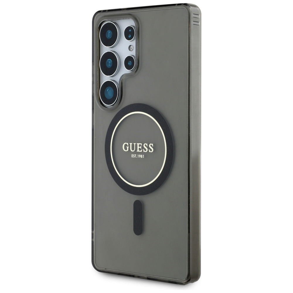 Husa de protectie Guess IML Glitter Circle MagSafe (GUHMS25LHFGEREK) compatibil cu Samsung Galaxy S25 Ultra, Negru