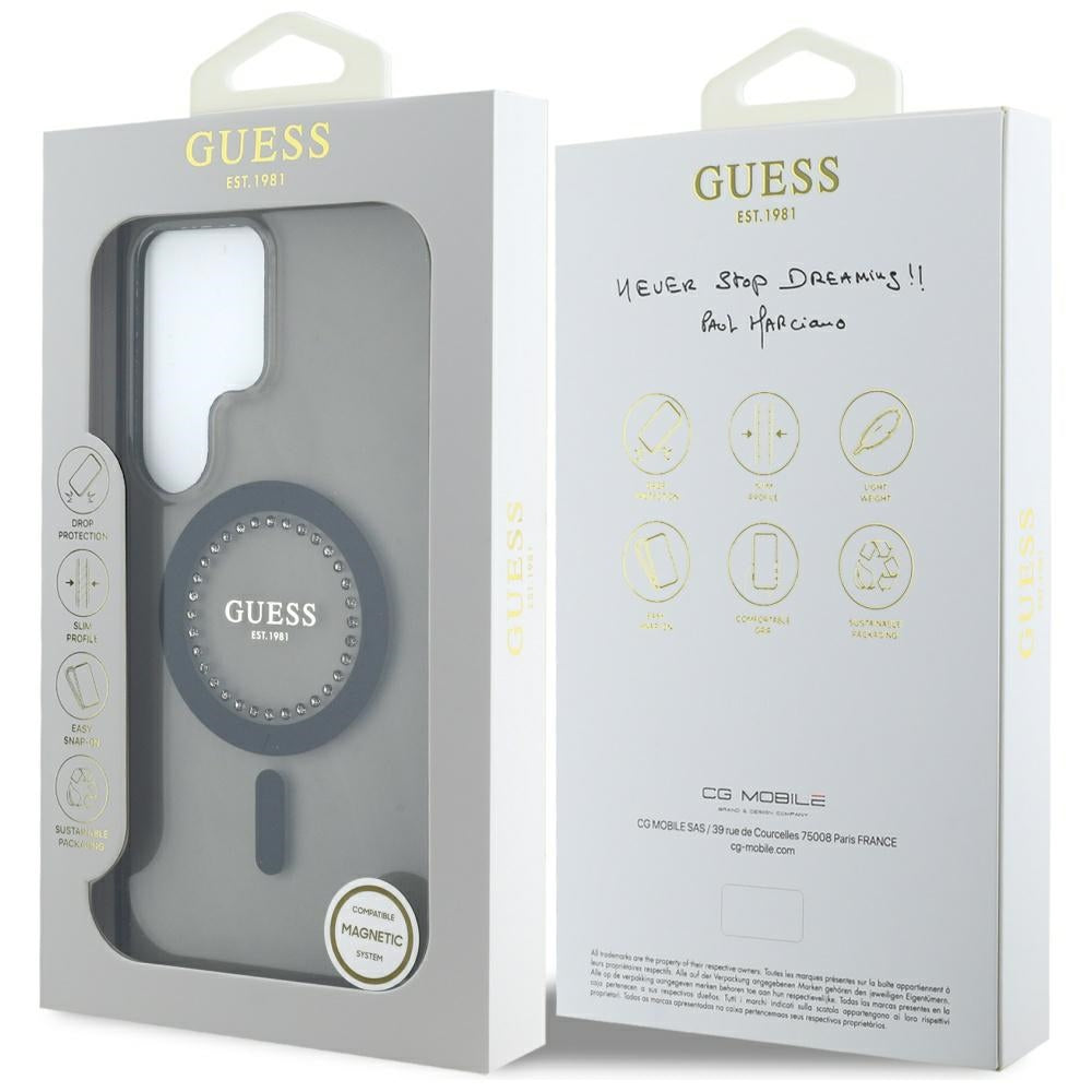 Husa de protectie Guess IML Rhinestones MagSafe (GUHMS25LPFTDTEK) compatibil cu Samsung Galaxy S25 Ultra, Negru