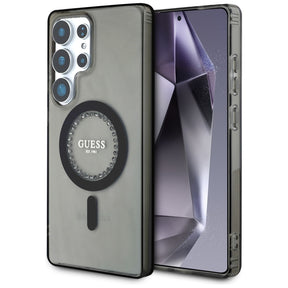 Husa de protectie Guess IML Rhinestones MagSafe (GUHMS25LPFTDTEK) compatibil cu Samsung Galaxy S25 Ultra, Negru