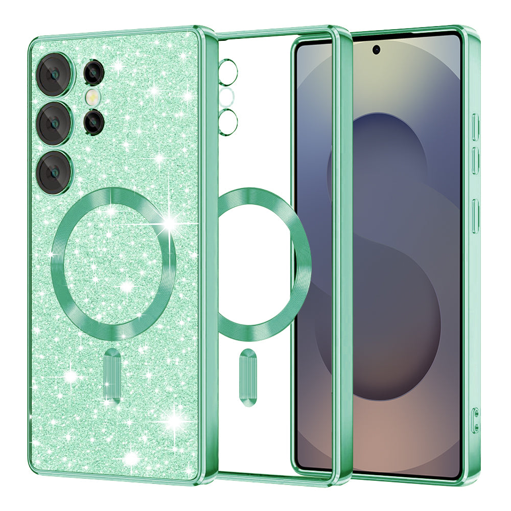 Husa de protectie Techsuit Luxury Glitter MagSafe compatibil cu Samsung Galaxy S25 Ultra, Verde deschis