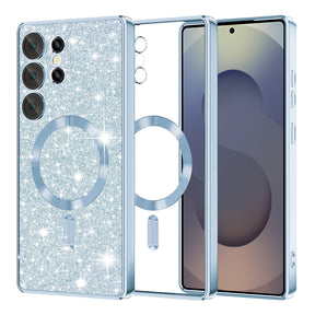 Husa de protectie Techsuit Luxury Glitter MagSafe compatibil cu Samsung Galaxy S25 Ultra, Albastru Deschis
