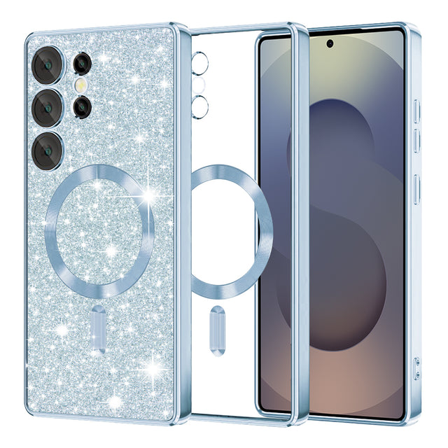Husa de protectie Techsuit Luxury Glitter MagSafe compatibil cu Samsung Galaxy S25 Ultra, Albastru Deschis