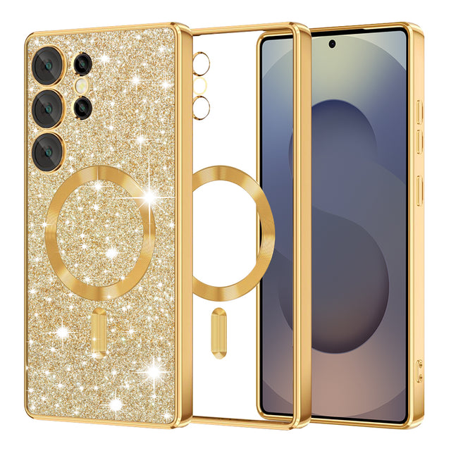 Husa de protectie Techsuit Luxury Glitter MagSafe compatibil cu Samsung Galaxy S25 Ultra, Auriu