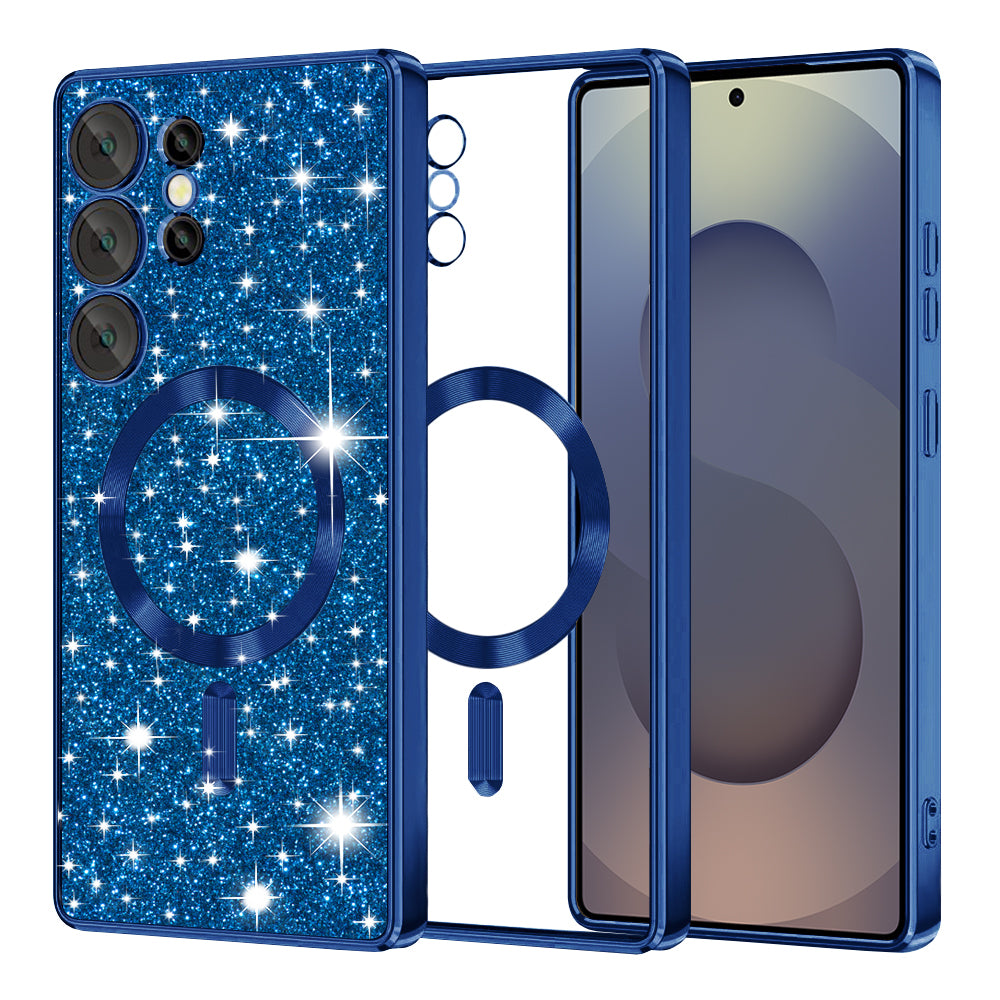 Husa de protectie Techsuit Luxury Glitter MagSafe compatibil cu Samsung Galaxy S25 Ultra, Albastru Inchis