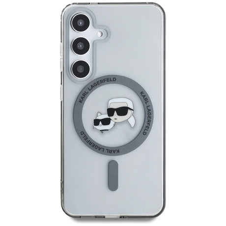 Husa de protectie Karl Lagerfeld IML MagSafe (KLHMS25SHLSKCK) compatibil cu Samsung Galaxy S25, Metal Karl&Choupette Heads