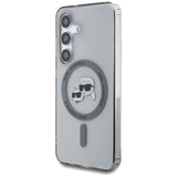 Husa de protectie Karl Lagerfeld IML MagSafe (KLHMS25SHLSKCK) compatibil cu Samsung Galaxy S25, Metal Karl&Choupette Heads