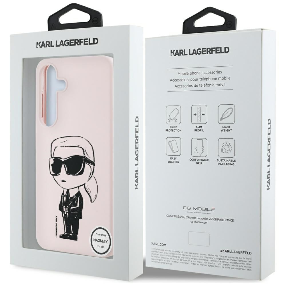 Husa de protectie Karl Lagerfeld Silicone Graffiti MagSafe (KLHMS25SPNYKGRTP) compatibil cu Samsung Galaxy S25, Ikonik Pink