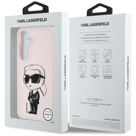 Husa de protectie Karl Lagerfeld Silicone Graffiti MagSafe (KLHMS25SPNYKGRTP) compatibil cu Samsung Galaxy S25, Ikonik Pink