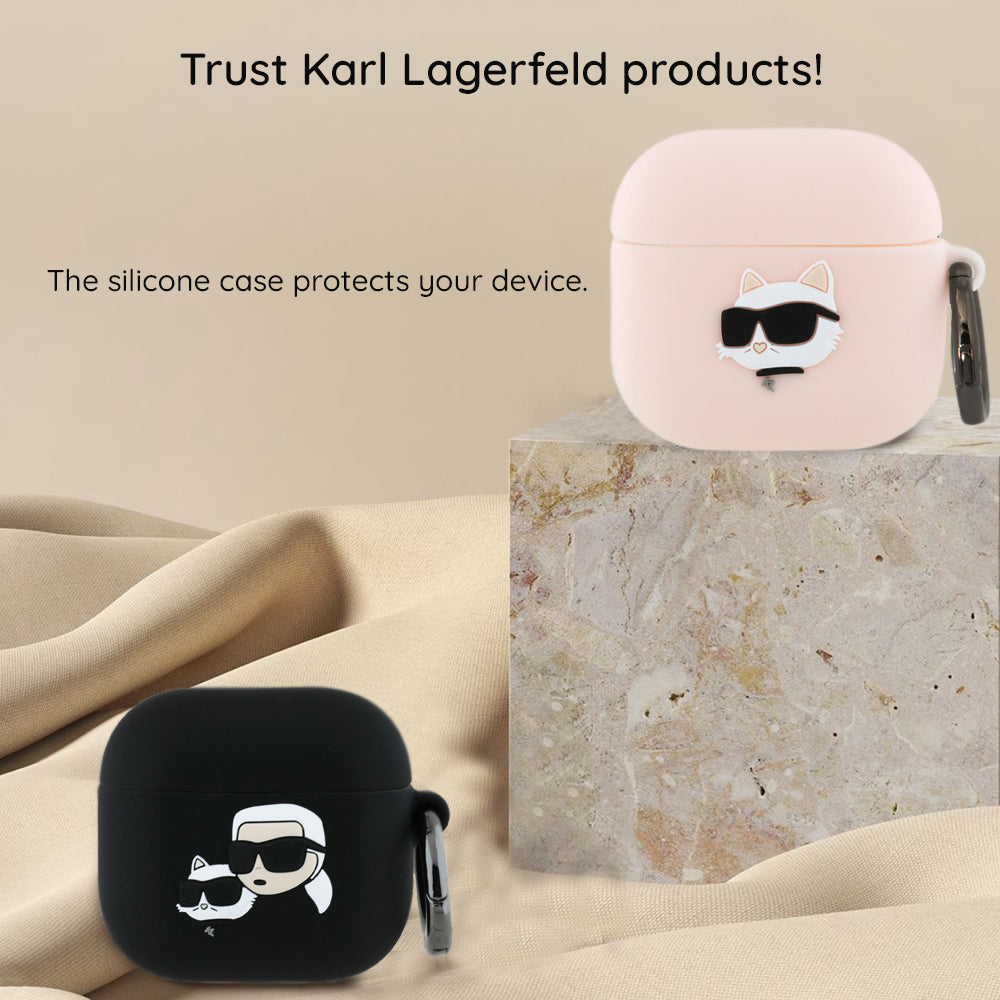 Husa de protectie Karl Lagerfeld Silicone Karl Head 3D (KLA4RUNIKK) compatibil cu Apple AirPods 4, Negru