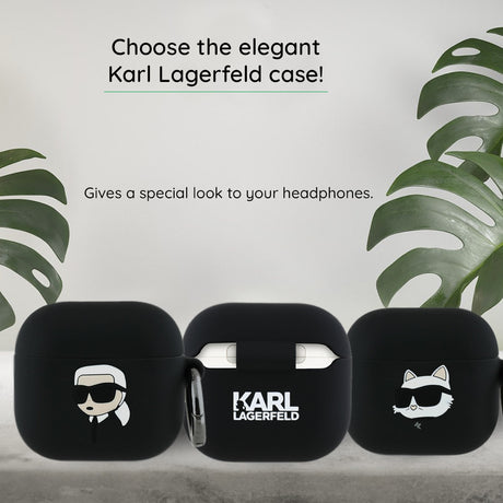 Husa de protectie Karl Lagerfeld Silicone Karl Head 3D (KLA4RUNIKK) compatibil cu Apple AirPods 4, Negru