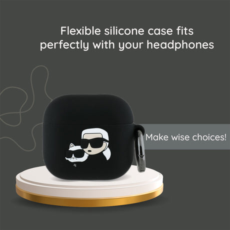 Husa de protectie Karl Lagerfeld Silicone Karl Head 3D (KLA4RUNIKK) compatibil cu Apple AirPods 4, Negru