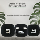 Husa de protectie Karl Lagerfeld Silicone Karl&Chaupette Head 3D (KLA4RUNKCHK) compatibil cu Apple AirPods 4, Negru