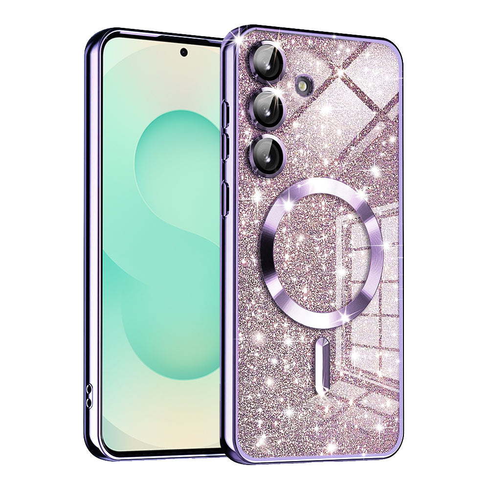 Husa de protectie Techsuit Luxury Glitter MagSafe compatibil cu Samsung Galaxy S25 Plus, Mov deschis