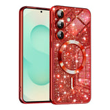 Husa de protectie Techsuit Luxury Glitter MagSafe compatibil cu Samsung Galaxy S25 Plus, Roșu