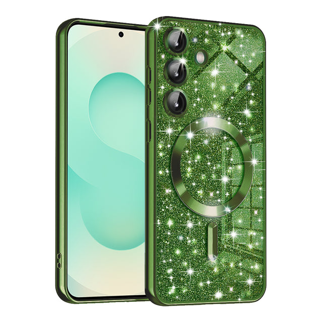 Husa de protectie Techsuit Luxury Glitter MagSafe compatibil cu Samsung Galaxy S25 Plus, Deep Green