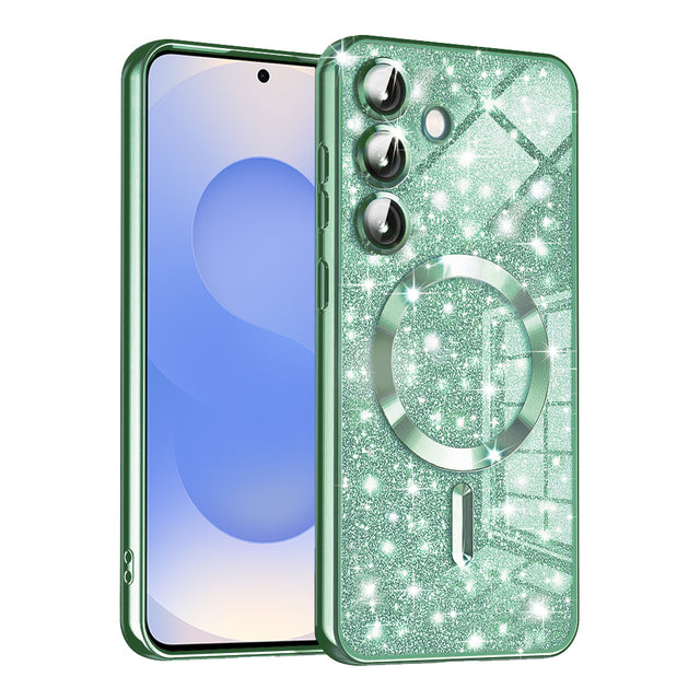 Husă Techsuit Luxury Glitter MagSafe pentru Samsung Galaxy S25, verde