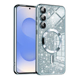 Husa de protectie Techsuit Luxury Glitter MagSafe compatibil cu Samsung Galaxy S25, Albastru Deschis