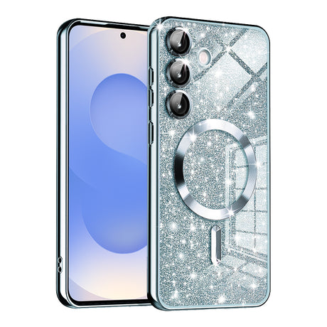 Husa de protectie Techsuit Luxury Glitter MagSafe compatibil cu Samsung Galaxy S25, Albastru Deschis