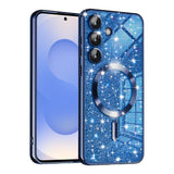 Husa de protectie Techsuit Luxury Glitter MagSafe compatibil cu Samsung Galaxy S25, Albastru Inchis