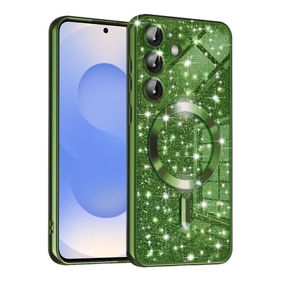 Husa de protectie Techsuit Luxury Glitter MagSafe compatibil cu Samsung Galaxy S25, Verde