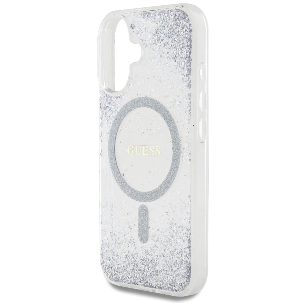 Husa de protectie Guess Hardcase Resin Gradient Glitter MagSafe (GUHMP16SRGRGES) compatibil cu iPhone 16, Argintiu