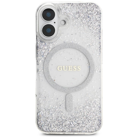 Husa de protectie Guess Hardcase Resin Gradient Glitter MagSafe (GUHMP16SRGRGES) compatibil cu iPhone 16, Argintiu