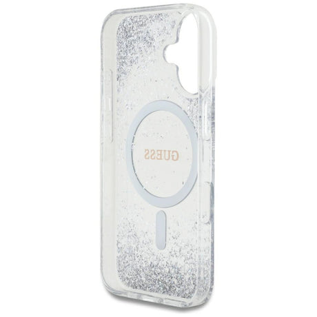 Husa de protectie Guess Hardcase Resin Gradient Glitter MagSafe (GUHMP16SRGRGES) compatibil cu iPhone 16, Argintiu