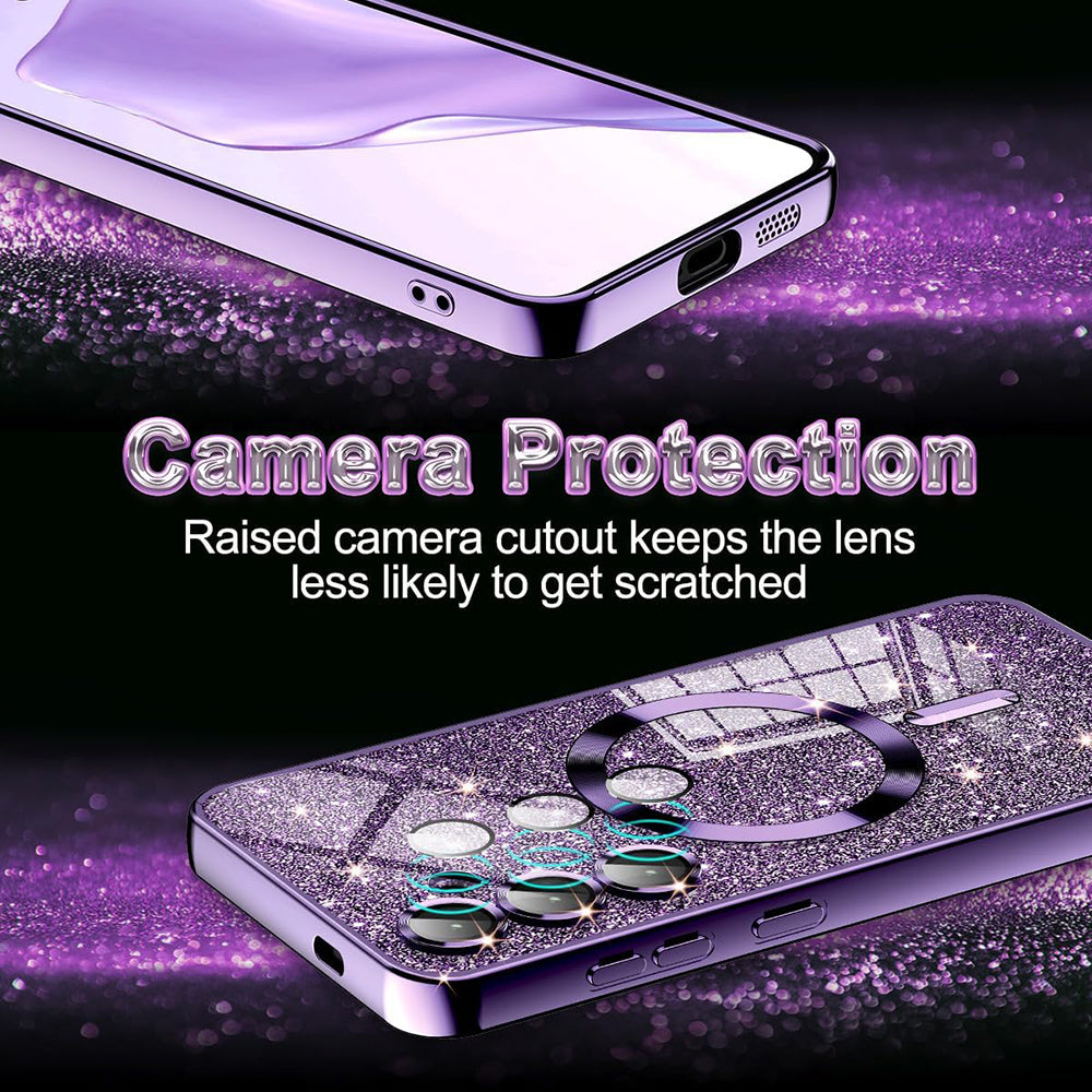 Husa de protectie Techsuit Luxury Glitter MagSafe compatibil cu Samsung Galaxy A55 5G, Verde deschis