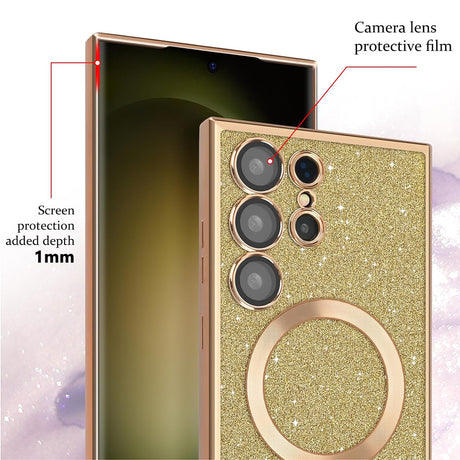 Husa de protectie Techsuit Luxury Glitter MagSafe compatibil cu Samsung Galaxy A15 4G / A15 5G, Mov