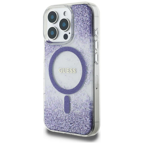 Husa de protectie Guess Resin Bottom Glitter MagSafe (GUHMP16LRGRGEU) compatibil cu iPhone 16 Pro, Mov