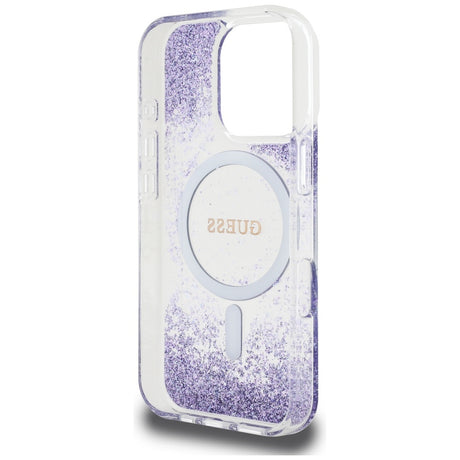 Husa de protectie Guess Resin Bottom Glitter MagSafe (GUHMP16LRGRGEU) compatibil cu iPhone 16 Pro, Mov