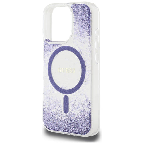 Husa de protectie Guess Resin Bottom Glitter MagSafe (GUHMP16LRGRGEU) compatibil cu iPhone 16 Pro, Mov