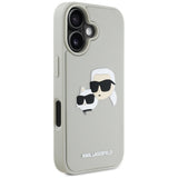 Husa de protectie Karl Lagerfeld 3D Design (KLHCP16SRBCKCHLE) compatibil cu iPhone 16, Bej Rubber Karl&Choupette