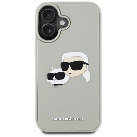 Husa de protectie Karl Lagerfeld 3D Design (KLHCP16SRBCKCHLE) compatibil cu iPhone 16, Bej Rubber Karl&Choupette