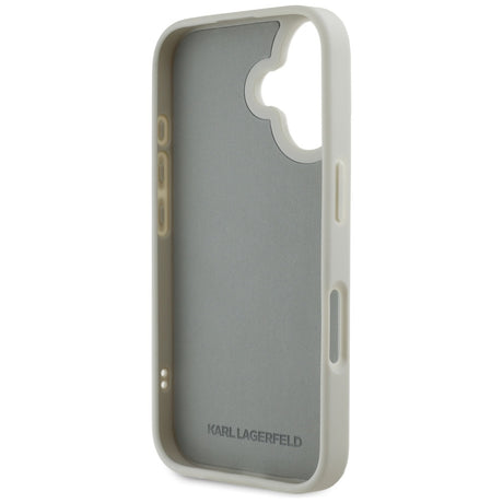 Husa de protectie Karl Lagerfeld 3D Design (KLHCP16SRBCKCHLE) compatibil cu iPhone 16, Bej Rubber Karl&Choupette