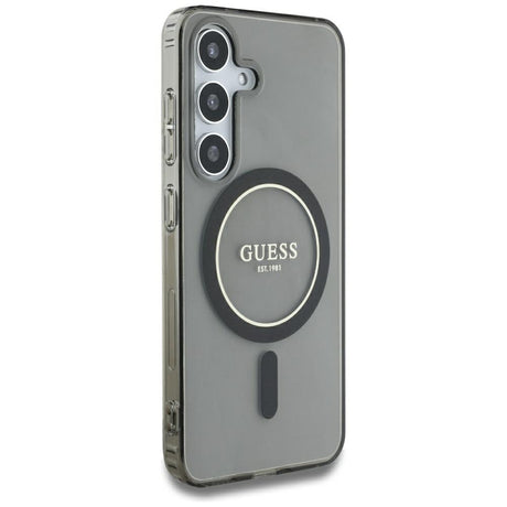 Husa de protectie Guess IML Glitter Circle MagSafe (GUHMS25SHFGEREK) compatibil cu Samsung Galaxy S25, Negru