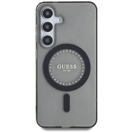 Husa de protectie Guess IML Rhinestones MagSafe (GUHMS25SPFTDTEK) compatibil cu Samsung Galaxy S25, Negru