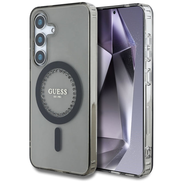 Husa de protectie Guess IML Rhinestones MagSafe (GUHMS25SPFTDTEK) compatibil cu Samsung Galaxy S25, Negru