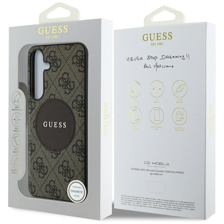 Husa de protectie Guess 4G Circle Classic Logo MagSafe (GUHMS25MP4PGRSGW) compatibil cu Samsung Galaxy S25 Plus, Maro