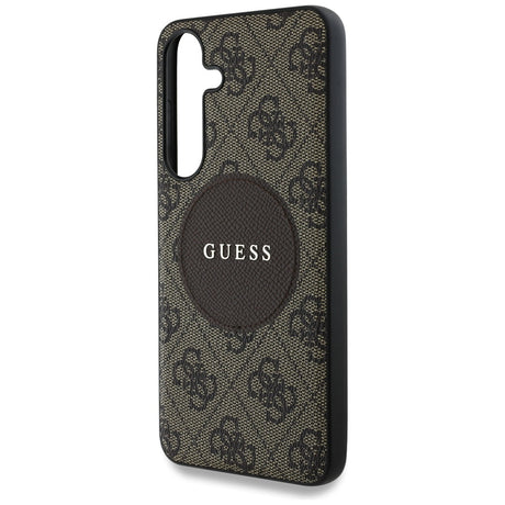 Husa de protectie Guess 4G Circle Classic Logo MagSafe (GUHMS25SP4PGRSGW) compatibil cu Samsung Galaxy S25, Maro